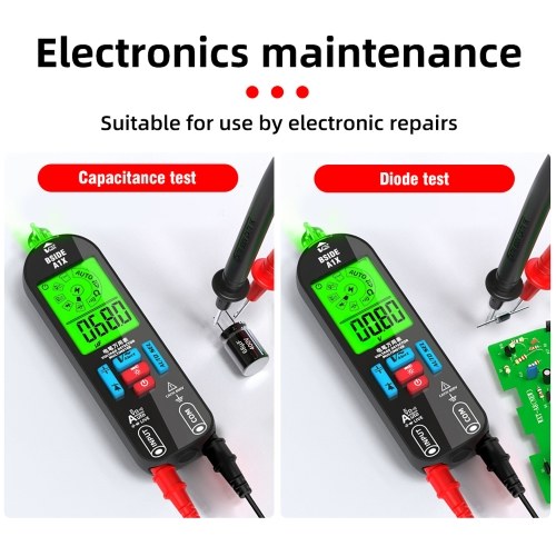 BSIDE Handheld Digital Multimeter Electric Test Pen Professional Voltage Resistance Diode Tester Live Wire Recognition Meter with Automatic Shutdown and Flashlight Function 