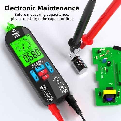 BSIDE Handheld Digital Multimeter Electric Test Pen Professional Voltage Resistance Diode Tester Live Wire Recognition Meter with Automatic Shutdown and Flashlight Function 