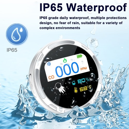 2.1-inch Display Detector Portable Carbon Monoxide Tester Multifunctional Temperature and Humidity Test Meter Electrochemical Sensor IP65 Waterproof Household Air Quality Meter 