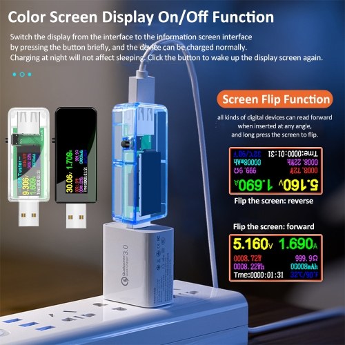 13 in 1 USB Tester Current Voltage Indicator Color LCD Display USB Tester Electric Ammeter Power   Meter Charge DC Digital Multimeter Voltmeter Wattmeter Portable High-Precision USB Tester 