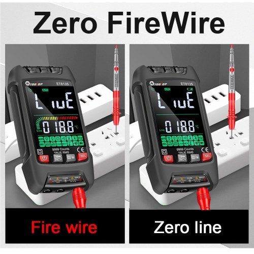 9999 Counts Digital Multimeter Color Display Handheld Multimeter NCV Noncontact Sensing Professional Voltage Current Capacitance Resistance Diode Measurement Meter Temperature Tester 