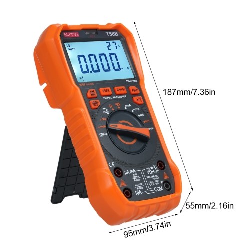 NJTY T58B Digital Multimeter 9999 Counts Multimetro AC/DC Voltage Meter Capacitance Professional Electrician Tools 