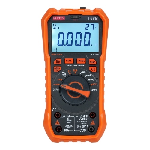 NJTY T58B Digital Multimeter 9999 Counts Multimetro AC/DC Voltage Meter Capacitance Professional Electrician Tools 