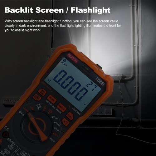 NJTY T58B Digital Multimeter 9999 Counts Multimetro AC/DC Voltage Meter Capacitance Professional Electrician Tools 