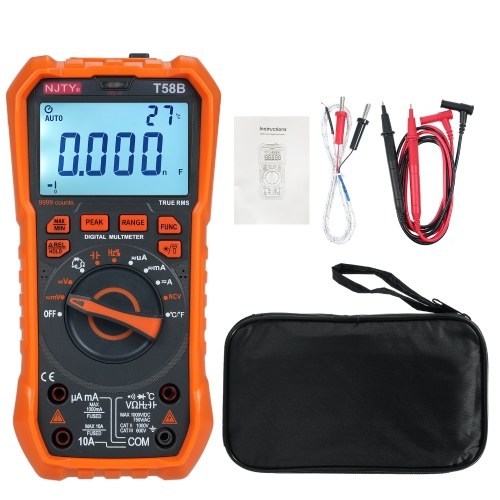 NJTY T58B Digital Multimeter 9999 Counts Multimetro AC/DC Voltage Meter Capacitance Professional Electrician Tools 