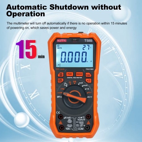 NJTY T58B Digital Multimeter 9999 Counts Multimetro AC/DC Voltage Meter Capacitance Professional Electrician Tools 