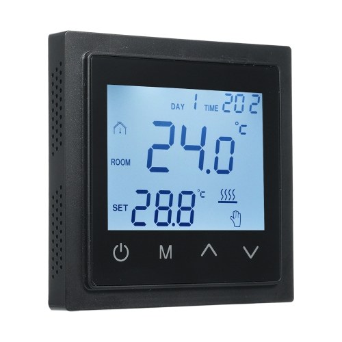 Intelligent Digital Display Thermostat 16A Floor Heating Temperature Controller with LED Touch Screen NTC Temperature Sensor Temperature Switching 85-265V Electric Heating Control 