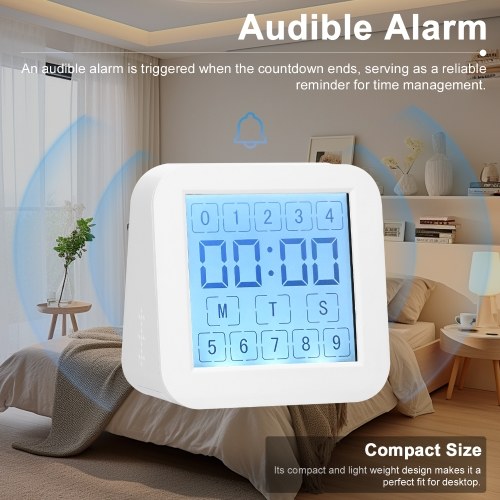 Multifunctional LCD Digital Display Touching Screen Hygrothermograph Indoor Humidity and Temperature Meter Dual-Screen Table Clock Countdown Clock 