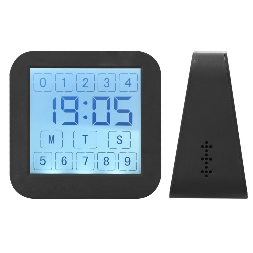 Multifunctional LCD Digital Display Touching Screen Hygrothermograph Indoor Humidity and Temperature Meter Dual-Screen Table Clock Countdown Clock 