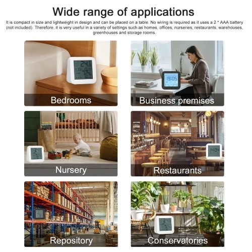 Multifunctional LCD Digital Display Touching Screen Hygrothermograph Indoor Humidity and Temperature Meter Dual-Screen Table Clock Countdown Clock 