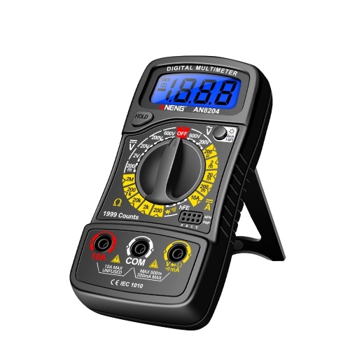 Multifunctional Multimeter 1999 Counts High-precision AC/DC Voltage DC Current Tester Diode Triode Resistance Measurement On/off Buzzer Detection with LCD Display Blue Backlight, Black 