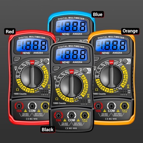 Multifunctional Multimeter 1999 Counts High-precision AC/DC Voltage DC Current Tester Diode Triode Resistance Measurement On/off Buzzer Detection with LCD Display Blue Backlight, Black 