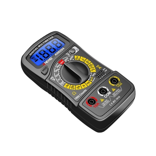 Multifunctional Multimeter 1999 Counts High-precision AC/DC Voltage DC Current Tester Diode Triode Resistance Measurement On/off Buzzer Detection with LCD Display Blue Backlight, Black 