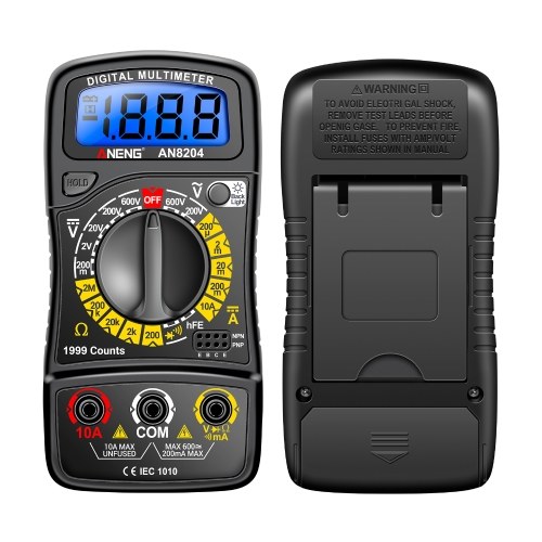 

Multifunctional Multimeter 1999 Counts High-precision AC/DC Voltage DC Current Tester Diode Triode Resistance Measurement On/off Buzzer Detection with LCD Display Blue Backlight, Black