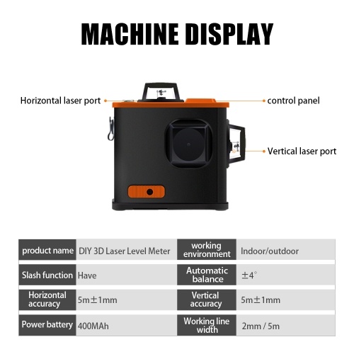 

Multifunctional DIY 3D Laser Level Meter Projector High Accuracy Scanister Kit with 12 Green Lines