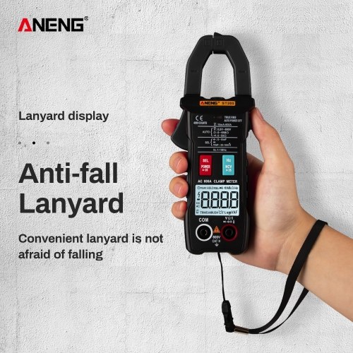ANENG ST205 4000 Counts Full Intelligent Automatic Range True RMS Digital Multimeter Clamp Meter AC/DC Voltage NCV Resistance Auto Range Flashlight with Temperature Measurement 