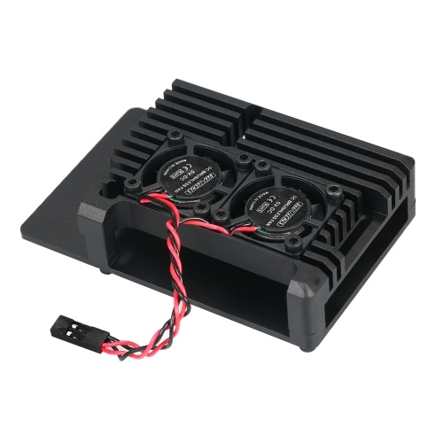 Raspberry Pi 4 Armor Case Gabinete de ventilador de refrigeração duplo Gabinete de liga de alumínio com pilar dissipador de calor Compatível com Raspberry Pi 4 modelo B