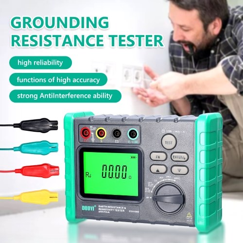 High Accurancy Digital Display Grounding Resistance Tester Multi-Gear Ground Resistance Tester Voltage Meter Megohmmeter Voltmeter Photovoltaic Voltage Measurement Machine DY-4100B 