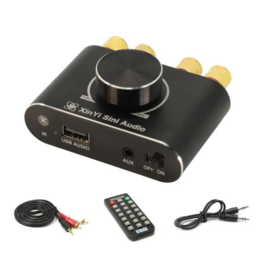 Amplificateur de puissance audio sans fil BT 5.1 100 W + 100 W Amplificateur de son portable Amplificateur de haut-parleur pour voiture et maison