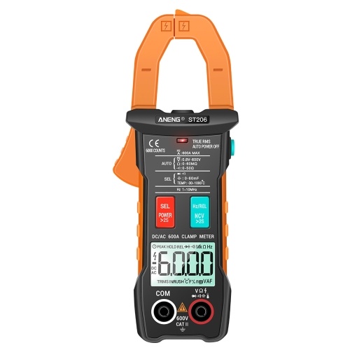 

ANENG Digital Clamp Meter AC/DC Current Clamp True-RMS Multimeter Auto-Ranging Multi Tester with Amp Volt Ohm Inrush Current Resistance Capacitance Continuity Diode Temperature Frequency NCV Tests for Automotive Electronic HVAC Tech