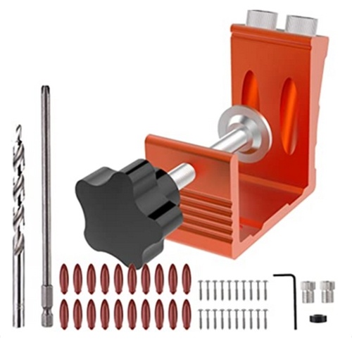 

47Pcs Positioner Pocket Jig Kit Heavy Duty Aluminum Pocket Hole Jig Woodworking Punch Locator Tool