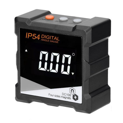 

4*90° IP54 Portable Digital Inclinometer LCD Display 360° Digital Slope Level Four Side Magnetics Multifunction Protractor Data Hold Function