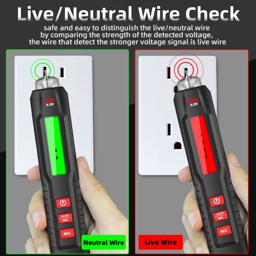 Pen Type Digital Multimeter Portable Tester Voltmeter 1.9 Inch Bicolor Screen TRMS Voltage Capacitance Resistance Frequency Diode Continuity Temperature NCV Measurement Multifunction Multimeter 