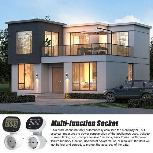 45° Rotating Large LCD Screen Power Metering Socket Digital Display Energy Meter Intelligent Power Testing Device (Backlight Type) 