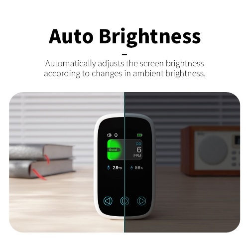 3in1 Air Quality Tester CO Temperature Humidity Detector NDIR Sensor Auto Brightness Adjustable Digital TFT LCD Display with Carbon Monoxide Calibration Temperature Unit Switching Functions 