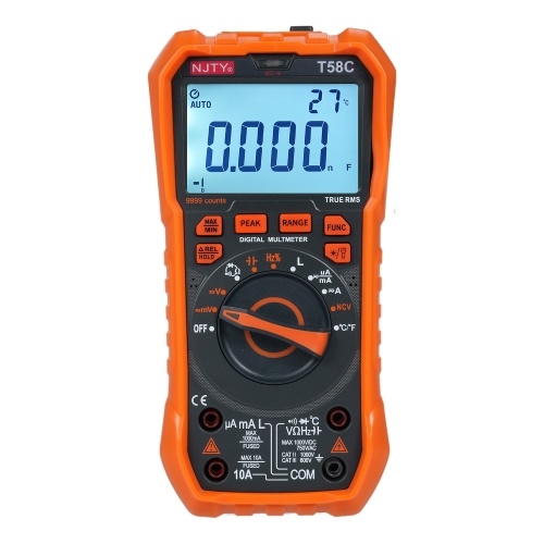 NJTY T58C Digital Multimeter 9999 Counts Multimetro AC/DC Voltage Meter Capacitance Professional Electrician Tools 