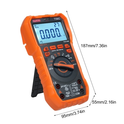 NJTY T58C Digital Multimeter 9999 Counts Multimetro AC/DC Voltage Meter Capacitance Professional Electrician Tools 