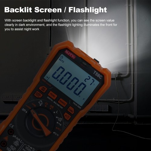 NJTY T58C Digital Multimeter 9999 Counts Multimetro AC/DC Voltage Meter Capacitance Professional Electrician Tools 