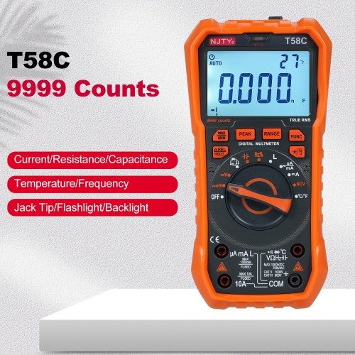 

NJTY T58C цифровой мультиметр 9999 отсчетов Multimetro измеритель напряжения переменного/постоянного тока, емкость, профессиональные инструменты для электрика