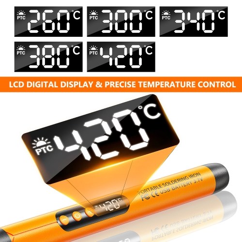 

Portable Electric USB Soldering Iron Multifunctional Intelligent Soldering Welding Pen with 260-420℃ Temperature Adjustment Function for Soldering Repairing and Maintenance Use