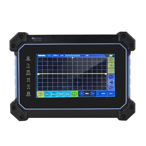 Hantek TO1112D Rechargeable Portable Oscilloscope Multimeter 2-Channel 110MHz Bandwidth 250MSa/S Sampling Rate 8M Storage Depth 25MHz Signal Source 7-inch TFT LCD Digital Storage Oscilloscope with Tool Bag 