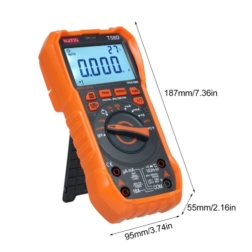 NJTY T58D Digital Multimeter 60000 Counts Multimetro AC/DC Voltage Meter Capacitance Professional Electrician Tools 