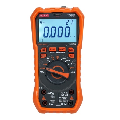 NJTY T58D Digital Multimeter 60000 Counts Multimetro AC/DC Voltage Meter Capacitance Professional Electrician Tools 