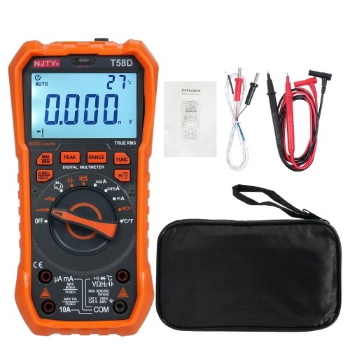 NJTY T58D Digital Multimeter 60000 Counts Multimetro AC/DC Voltage Meter Capacitance Professional Electrician Tools