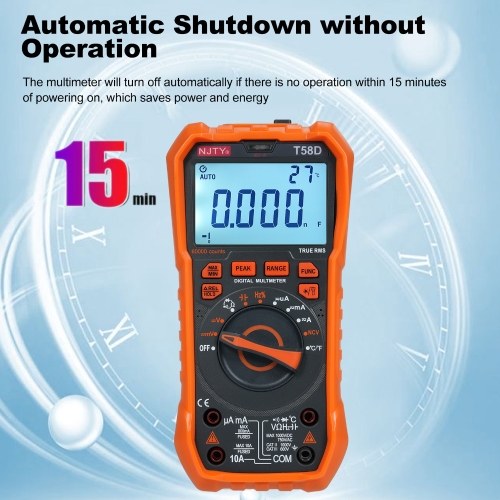 NJTY T58D Digital Multimeter 60000 Counts Multimetro AC/DC Voltage Meter Capacitance Professional Electrician Tools 