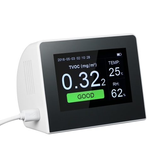 Multifunktionale Luftqualität Detektor Indoor / Outdoor Digital HCHO & TVOC Tester CO2 Meter CO₂ Monitor mit Akku