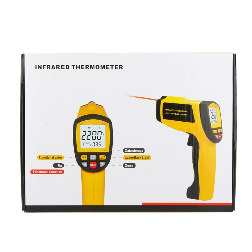 

GM1150A Non-Contact 50:1 Digital Infrared IR Thermometer Laser Temperature Gun Tester Range -18~1150℃ (0~2102℉) with LCD Backlight