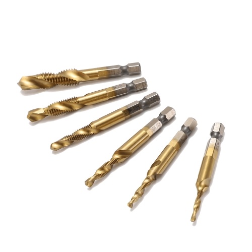 

6Pcs Metal Drill Bit Set Hexagon Shank High-Speed Steel Drills Kit Twisted Drill Kit Screw Machine Compound Tap Hand Tools