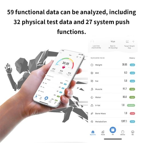 

USB Rechargeable Intelligent BT Digital Body Fat Electronic Scale