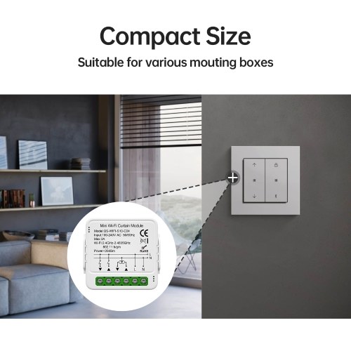 Tuya WiFi Smart Curtain Switch Module Home Intelligent Appliance Curtain Blind Roller Shutters App Control Timer Function and Group Share Compatible with Alexa Google Home Voice Control 