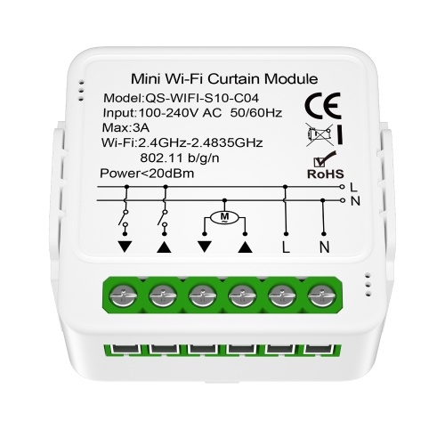 Tuya WiFi Smart Curtain Switch Module Home Intelligent Appliance Curtain Blind Roller Shutters App Control Timer Function and Group Share Compatible with Alexa Google Home Voice Control 