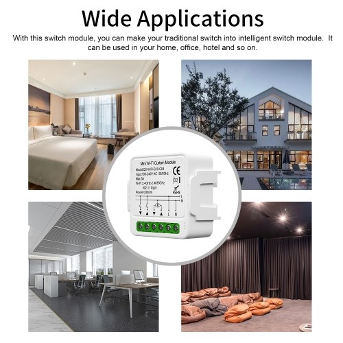 Tuya WiFi Smart Curtain Switch Module Home Intelligent Appliance Curtain Blind Roller Shutters App Control Timer Function and Group Share Compatible with Alexa Google Home Voice Control 