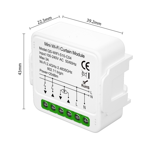 Tuya WiFi Smart Curtain Switch Module Home Intelligent Appliance Curtain Blind Roller Shutters App Control Timer Function and Group Share Compatible with Alexa Google Home Voice Control 