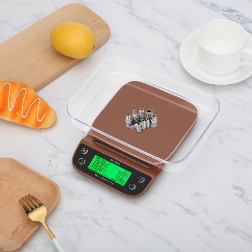 

WH-B25 LCD High Definition Display LED Green Backlight Hand-made Coffee Electronic Scale Kitchen Scale Baking Scales with Bowl and Waterproof Heat-resistant Silicone Mat