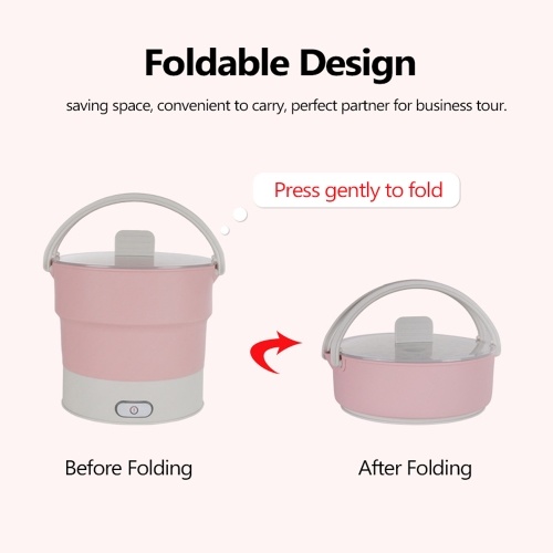 

800ml Electric Kettle Silicone Foldable Portable Travel Camping Water Heating Boiler Tea Pot Heaters