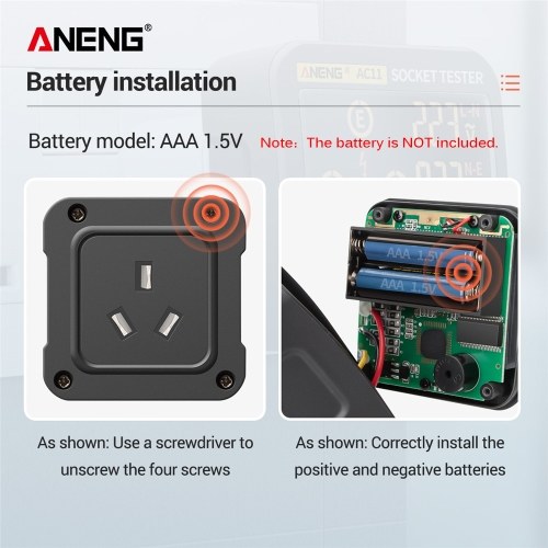 ANENG AC11 Socket Tester Electric Leakage Detector LCD Display 